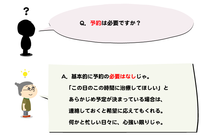 うしき接骨院,予約の必要はなし